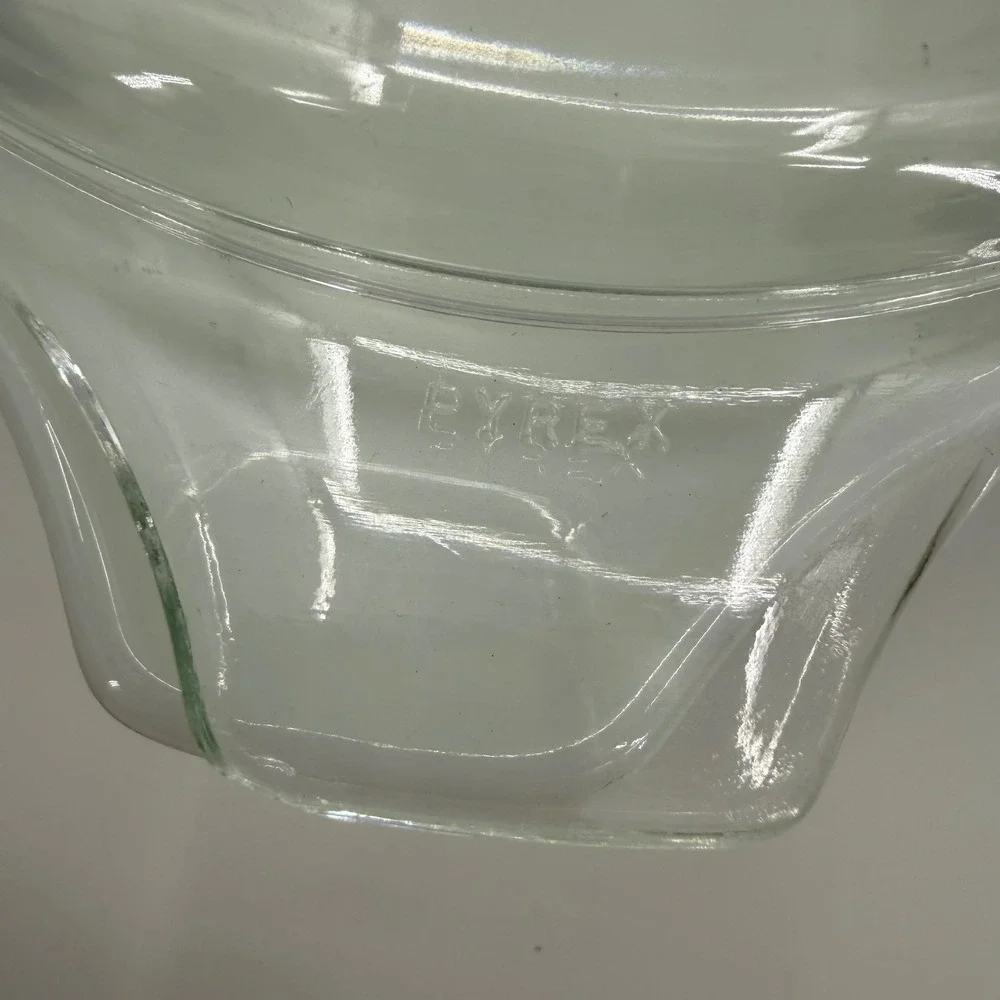 Vintage Pyrex 474-B Verde Green Square Flowers 1.5Q Casserole Dish + Lid